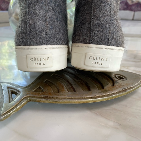 CELINE PARIS GREY WOOL ZIP FRONT HIGH TOPS! - Picture 5 of 6